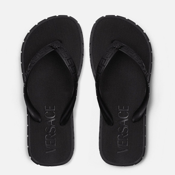 Versace Rubber Logo Platform Flip Flop Sandals - Picture 3 of 8